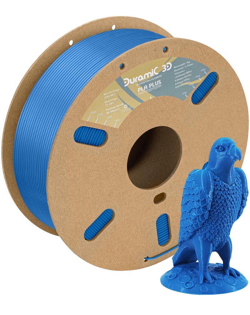 DURAMIC 3D PLA+ Filament 1.75mm 1Kg Blue, PLA Plus Filament 1Kg Spool(2.2lbs) Tougher and Stronger, Dimensional Accuracy Probability +/- 0.02mm - Image 1